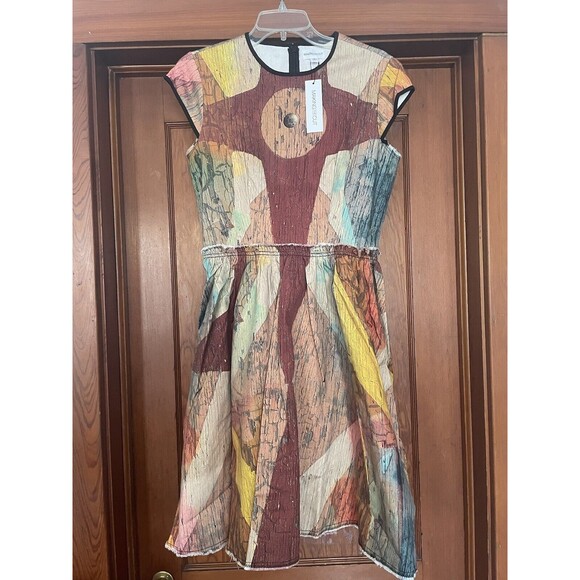 Making the Cut Women's Winning Look Gary's Dress, Beige Burgundy Paint Print XS - Picture 2 of 9